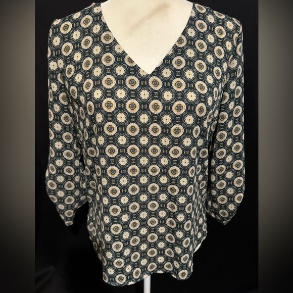 Alice Blue Tops - Alice Blue for Stitch Fix Forest Green Medallion Mandala print hi low blouse